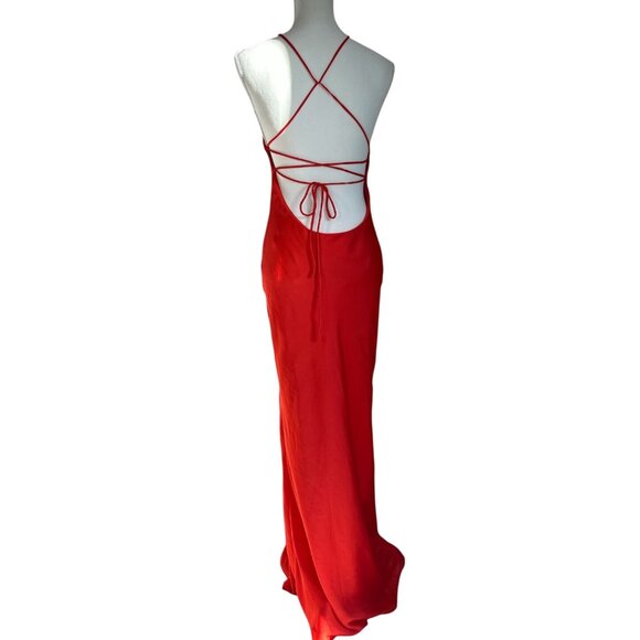 Line & Dot Kira Maxi Dress in Tomato Red Medium New Womens Satin Gown - Picture 6 of 14